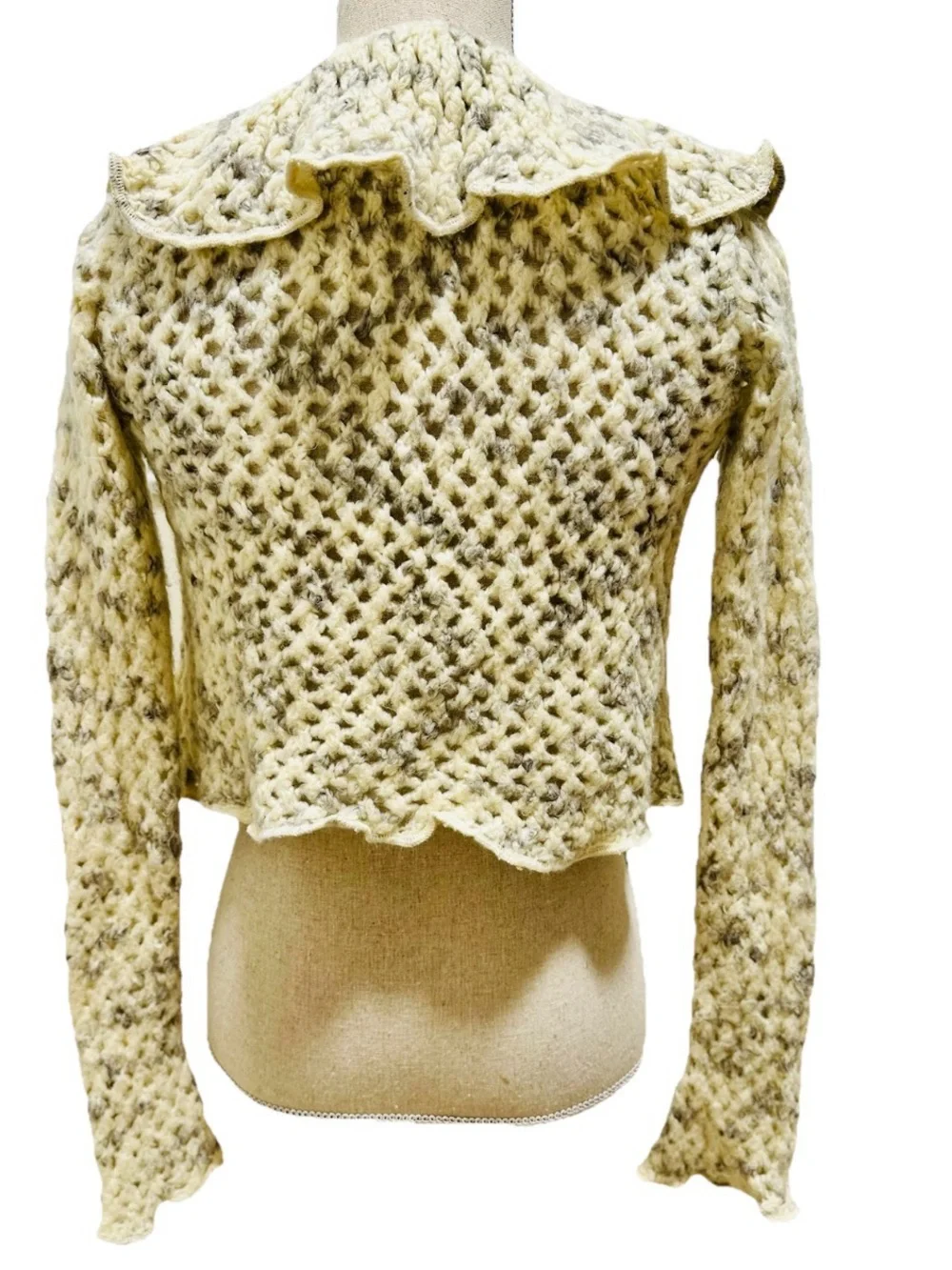 Kimchi Blue Chunky Knit Cropped Open Cardigan W Tie S  Soft Romance  Lagenlook - Picture 3 of 7